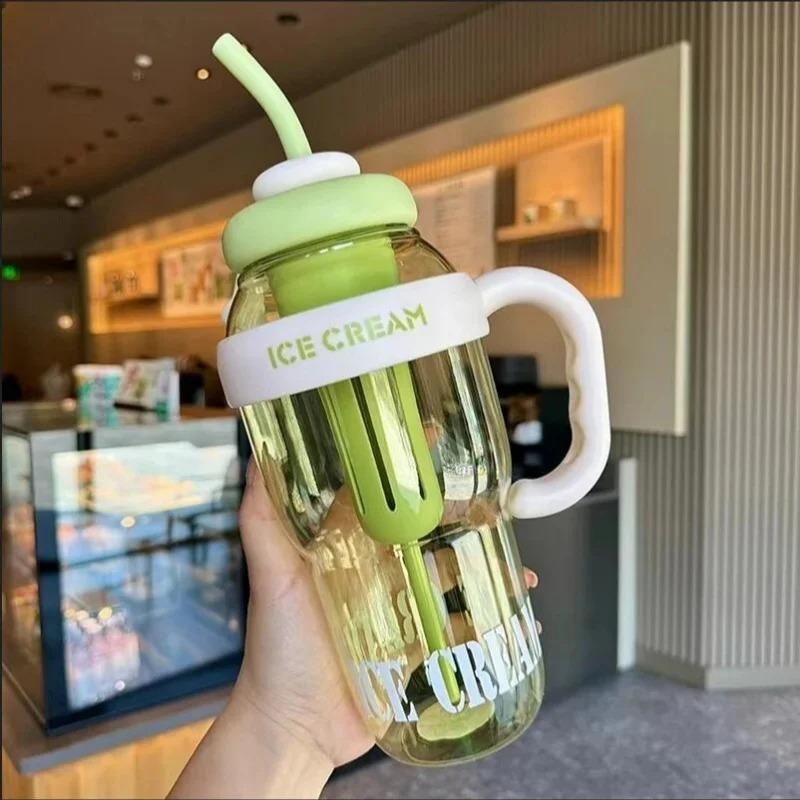 Water Bottle with Handle & Straw – Large Capacity