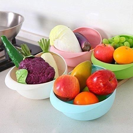 Food Washing Bowl & Strainer (Assorted Color)