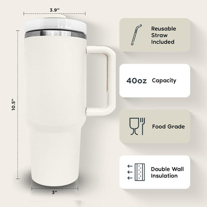 Stainless Steel Tumbler with Lid & Straw – 1200ML